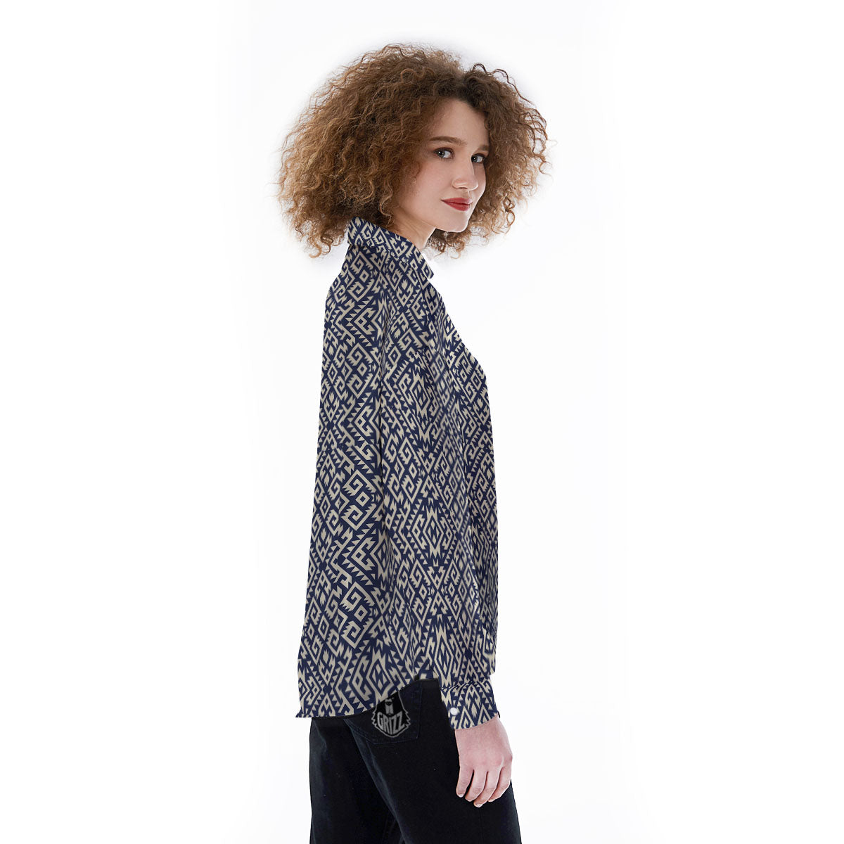 Navajo Native Indian Print Pattern Women's Long Sleeve Shirts-grizzshop