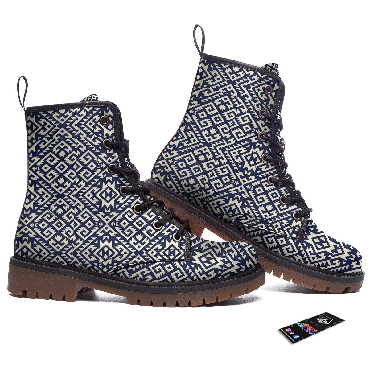 Navajo Native Indian Print Pattern Work Boots-grizzshop