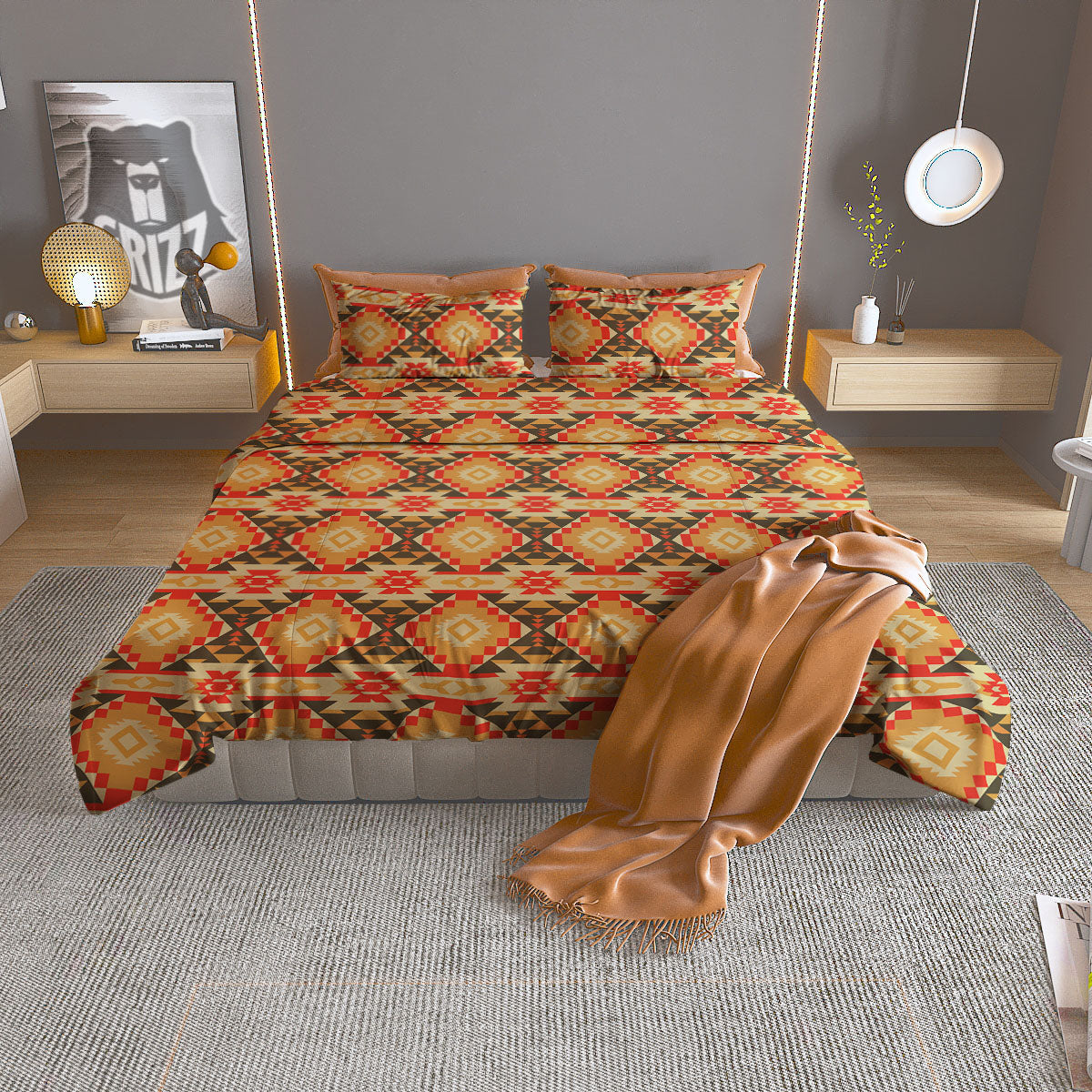 Navajo Native Print Pattern Duvet Cover Bedding Set
