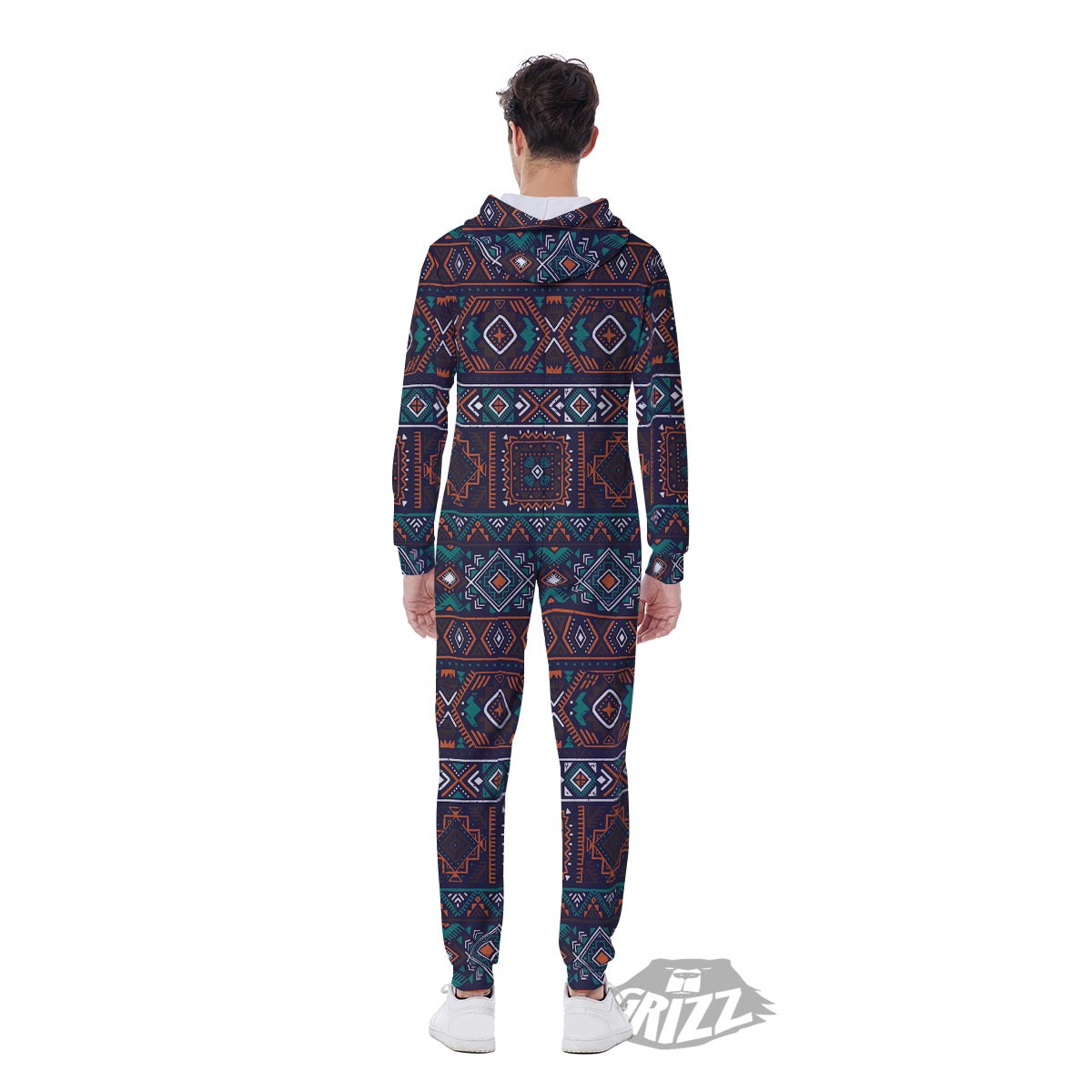 Navajo Retro Tribal Print Pattern Men's Jumpsuit-grizzshop