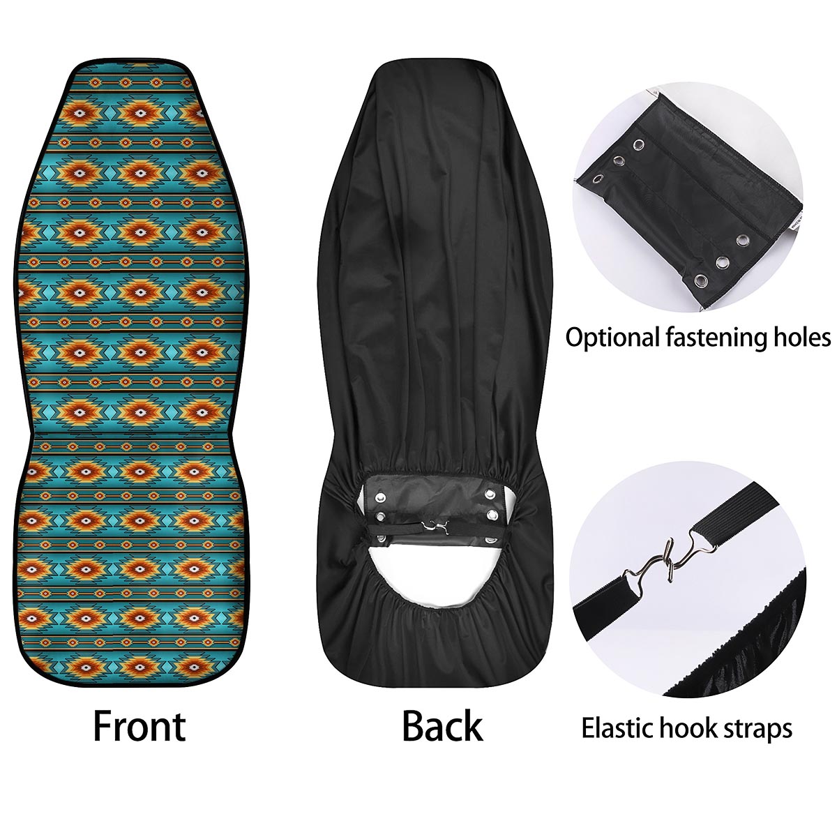Navajo Teal Southwestern Print Pattern Car Seat Covers-grizzshop