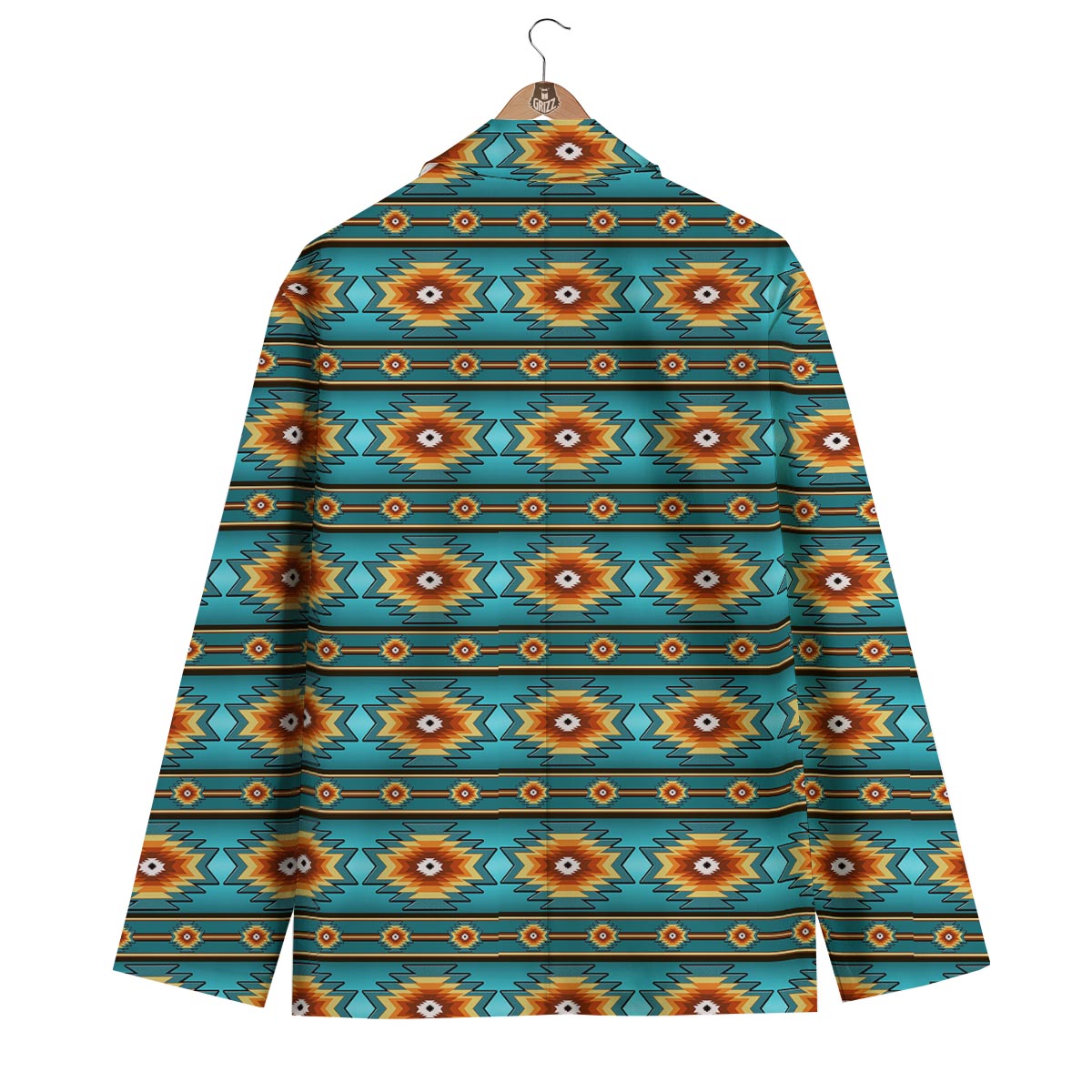 Navajo Teal Southwestern Print Pattern Men's Blazer-grizzshop