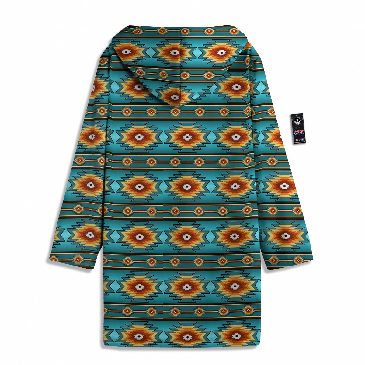 Navajo Teal Southwestern Print Pattern Men's Windbreaker Jacket-grizzshop