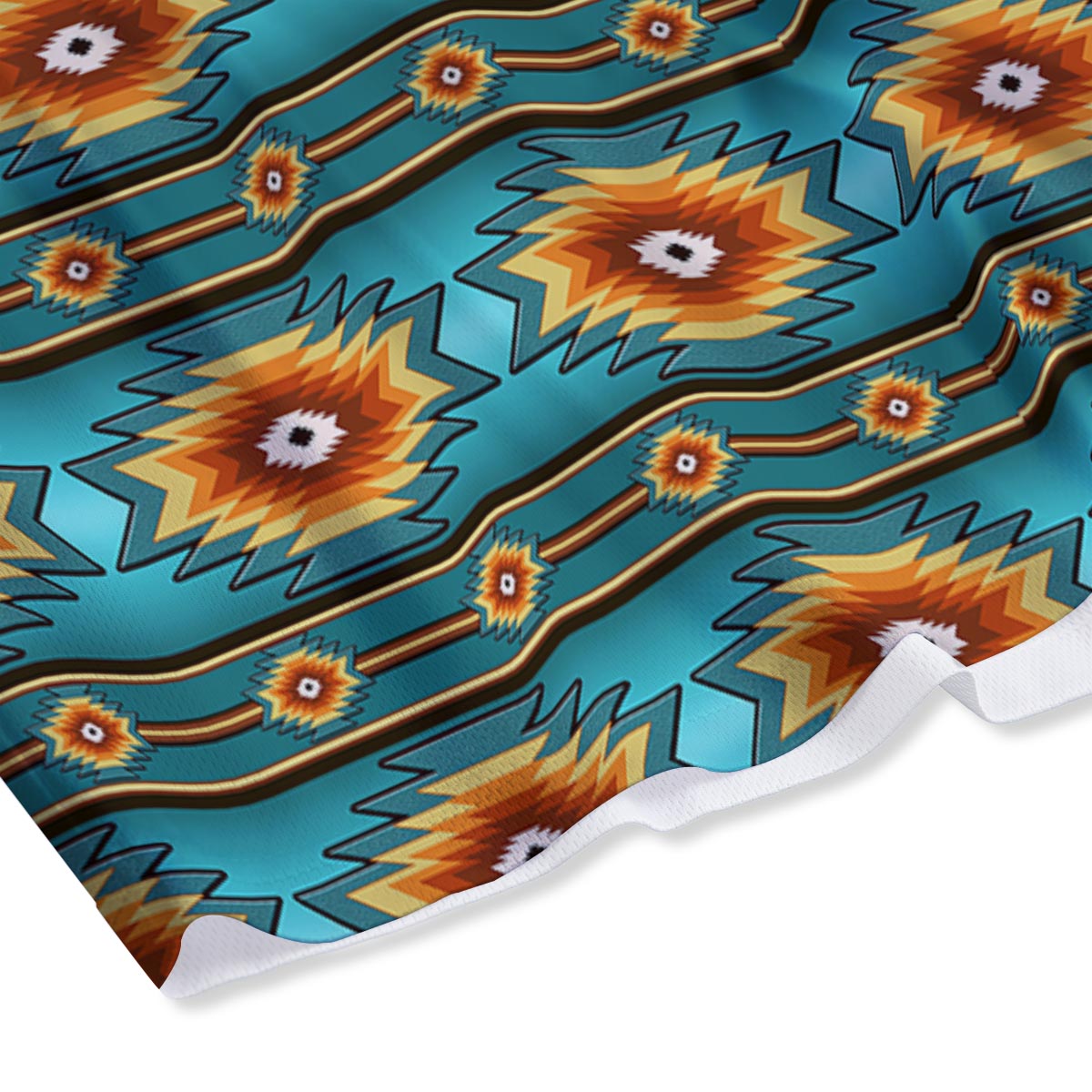 Navajo Teal Southwestern Print Pattern Mesh Shorts