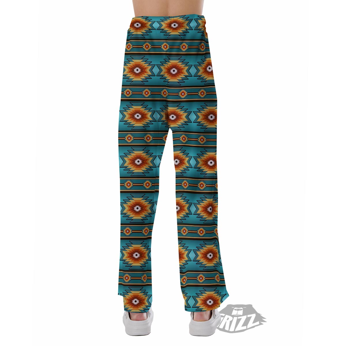 Navajo Teal Southwestern Print Pattern Pajama Pants-grizzshop