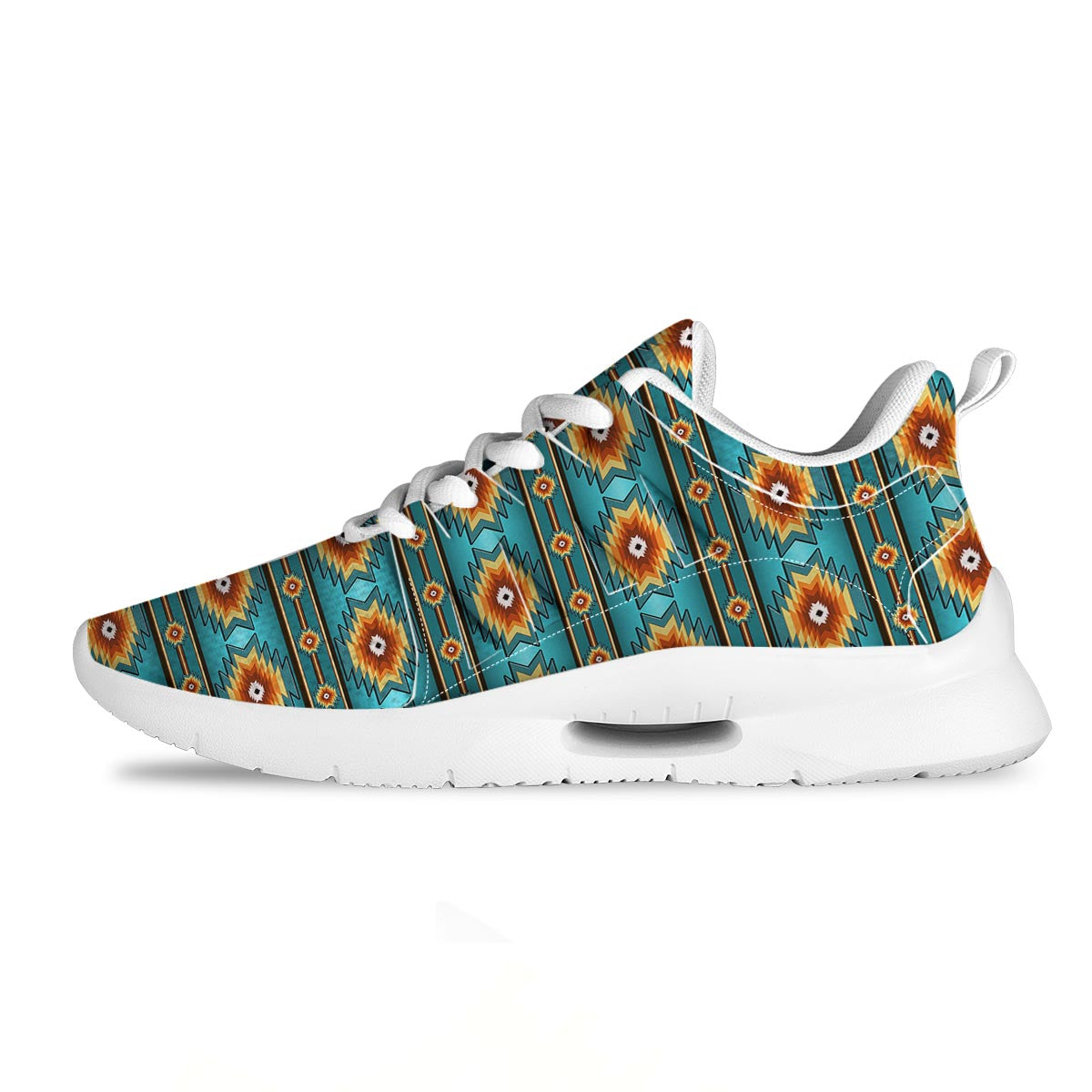 Navajo Teal Southwestern Print Pattern Tennis Shoes-grizzshop