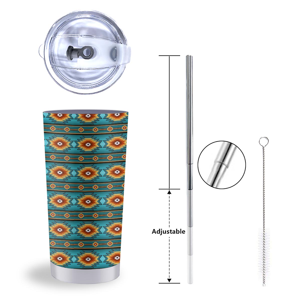 Navajo Teal Southwestern Print Pattern Tumbler-grizzshop