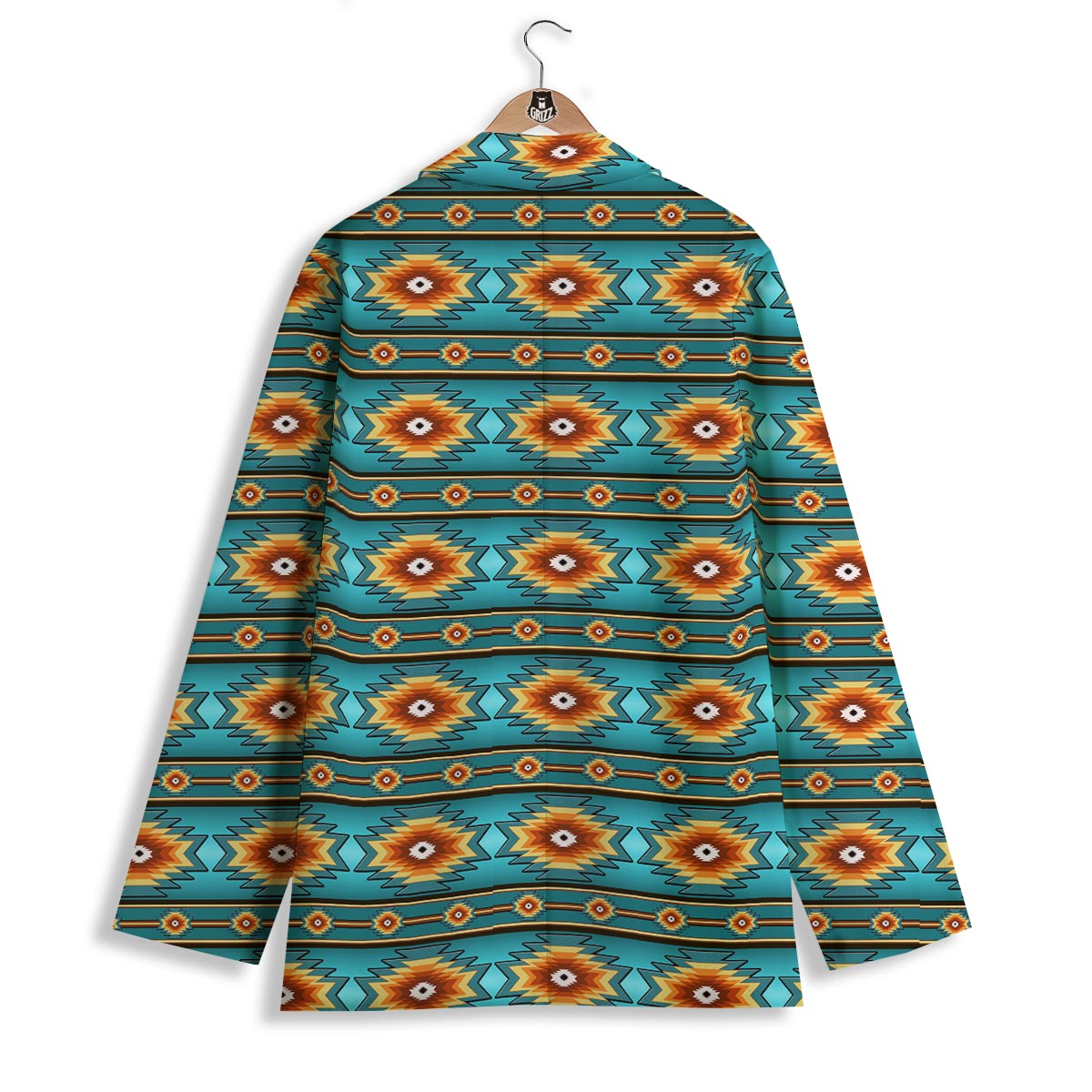 Navajo Teal Southwestern Print Pattern Women's Blazer-grizzshop
