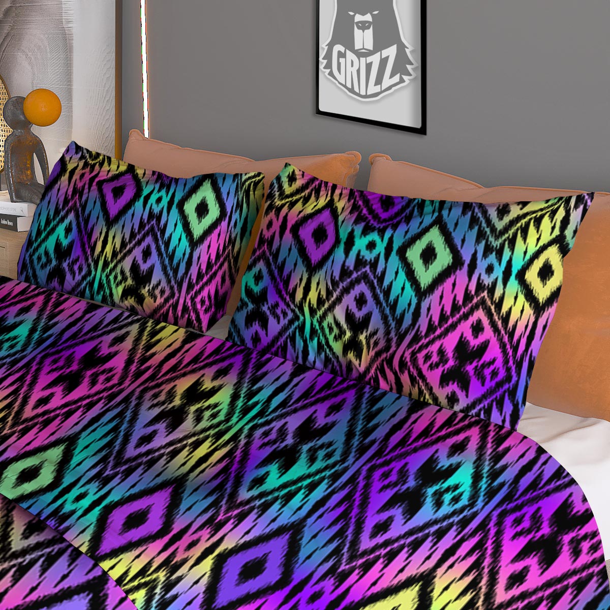 Navajo Triangle Ethnic Print Pattern Duvet Cover Bedding Set