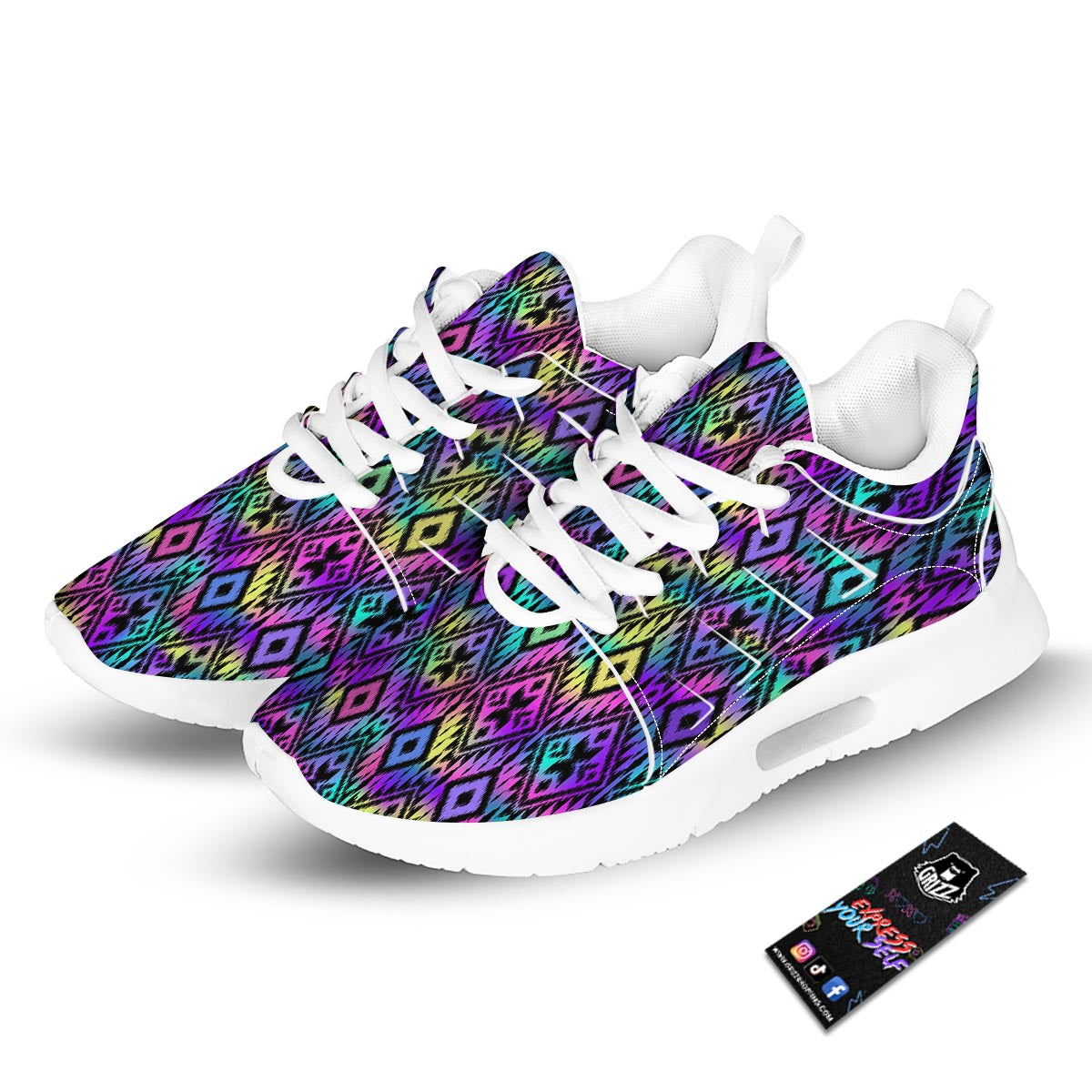 Navajo Triangle Ethnic Print Pattern Tennis Shoes-grizzshop