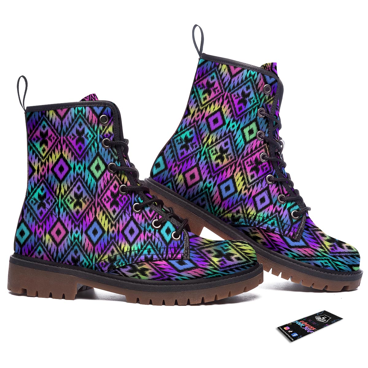 Navajo Triangle Ethnic Print Pattern Work Boots-grizzshop