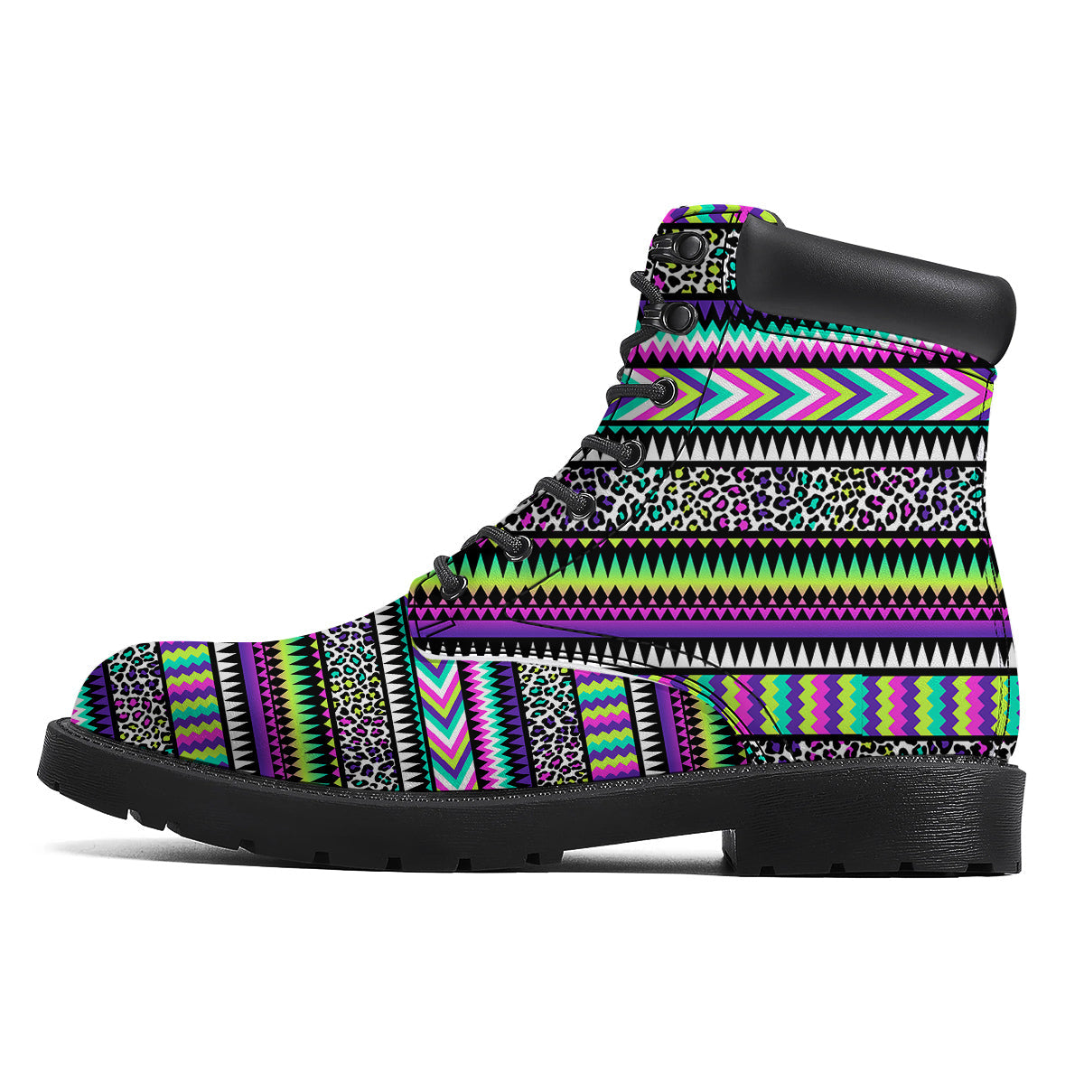Navajo Tribal Colorful Leopard Print Boots-grizzshop