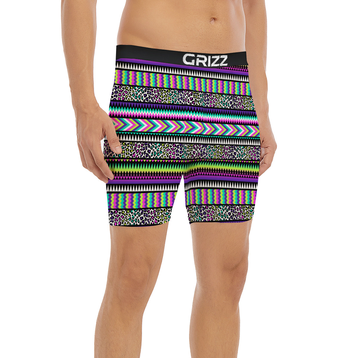 Navajo Tribal Colorful Leopard Print Boxer Briefs-grizzshop