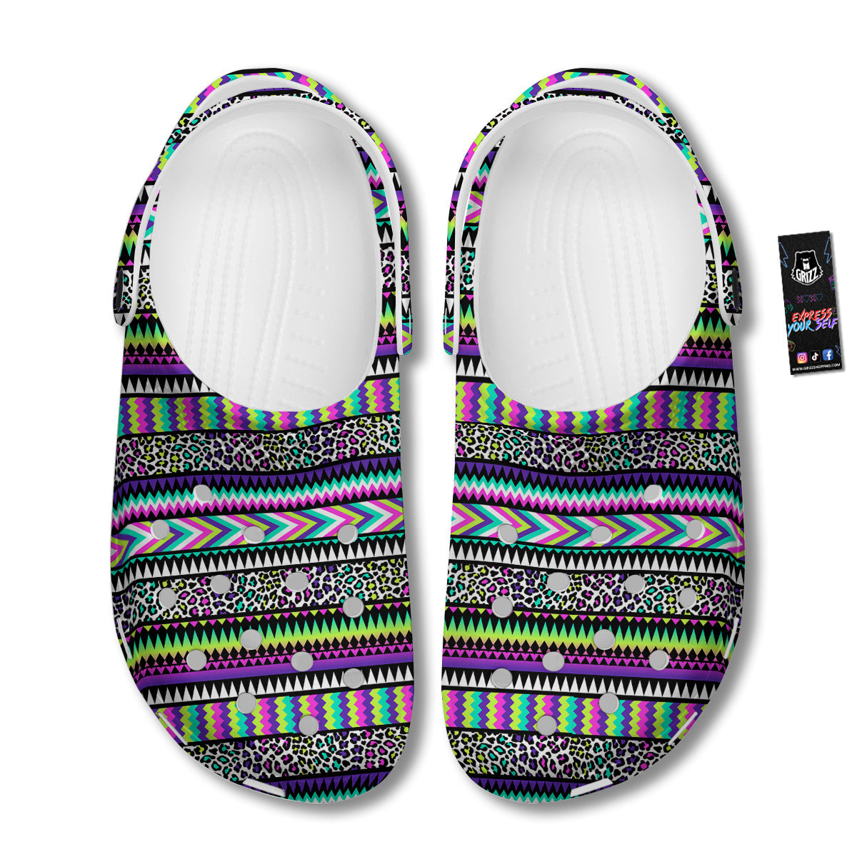 Navajo Tribal Colorful Leopard Print Clog-grizzshop