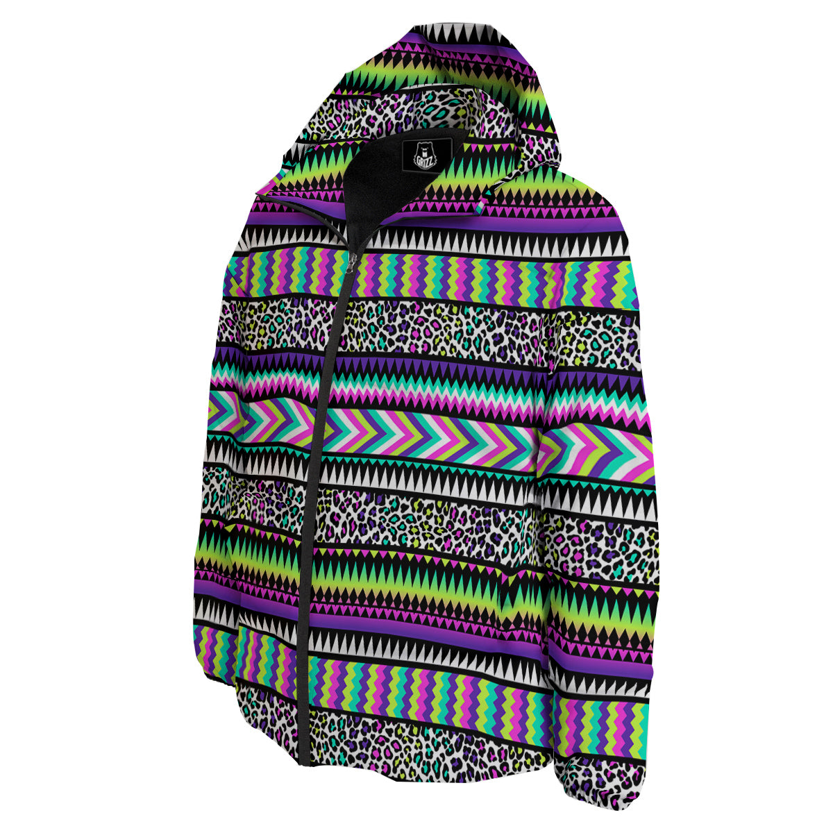 Navajo Tribal Colorful Leopard Print Down Jacket-grizzshop