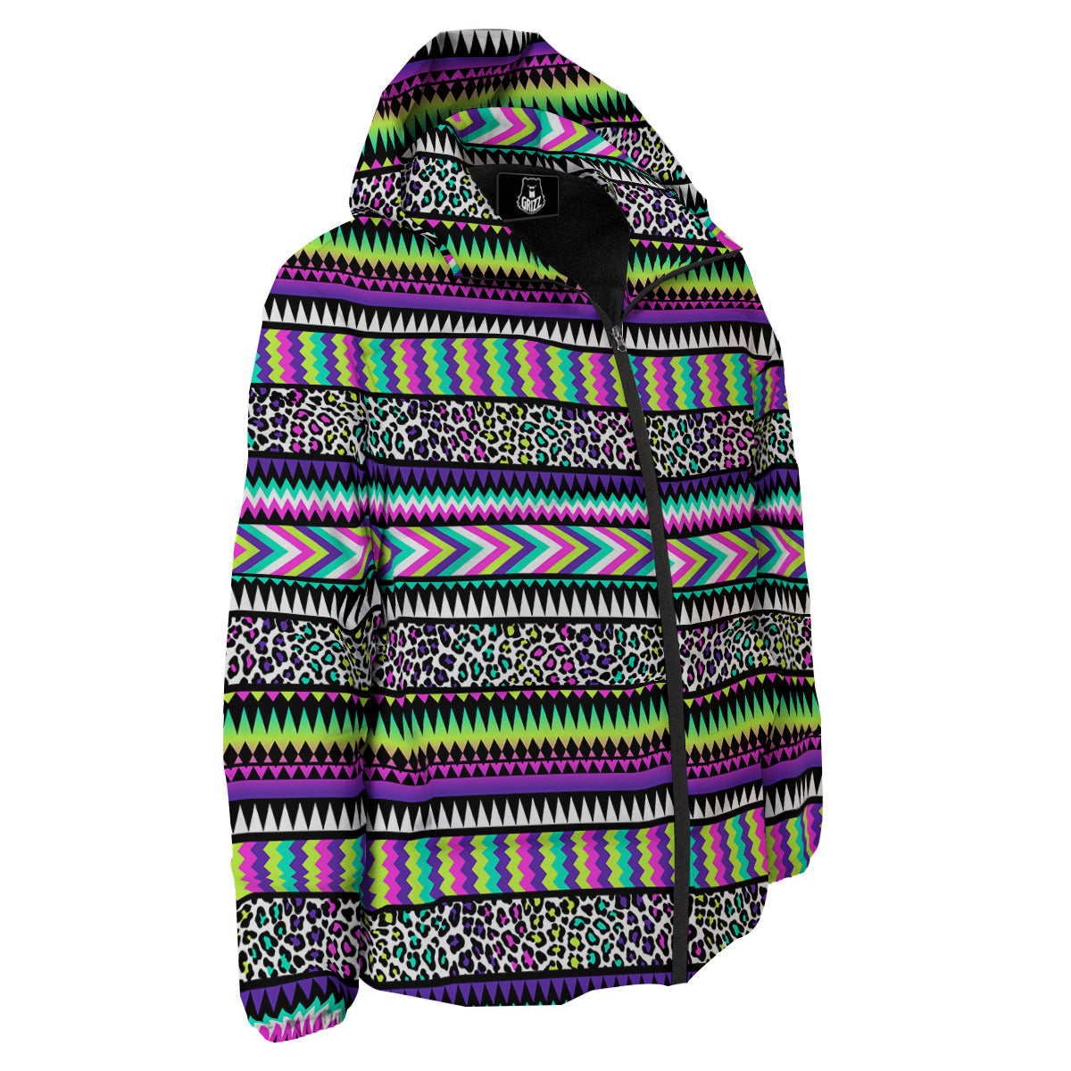 Navajo Tribal Colorful Leopard Print Down Jacket-grizzshop