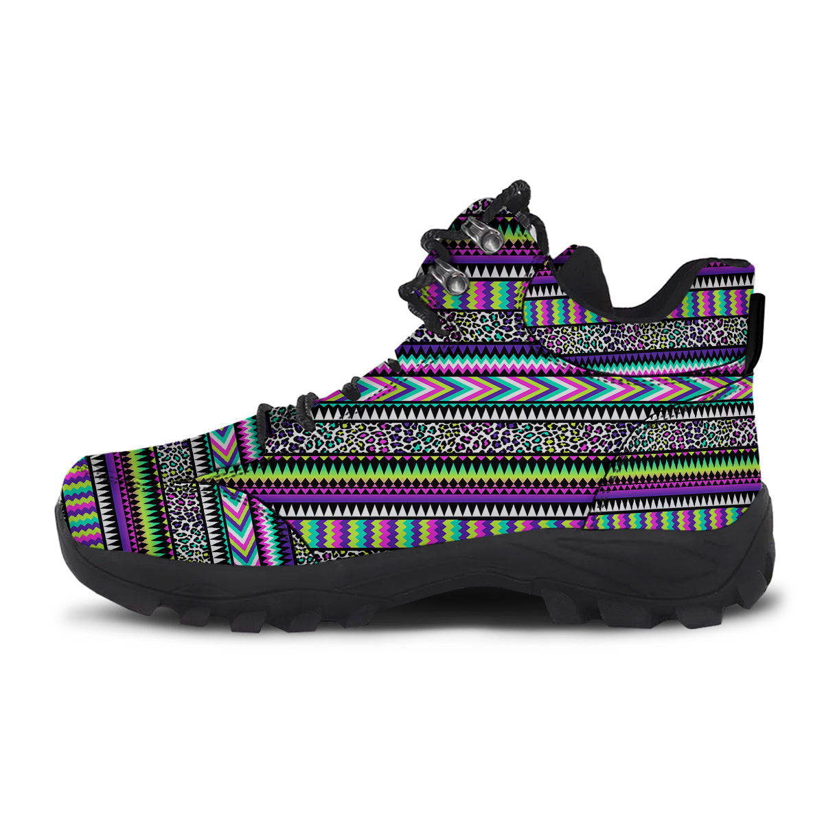 Navajo Tribal Colorful Leopard Print Hiking Shoes-grizzshop