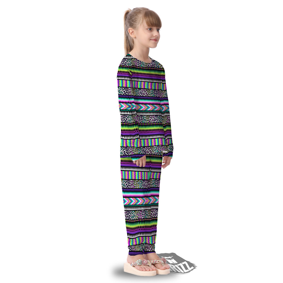 Navajo Tribal Colorful Leopard Print Kid's Pajamas-grizzshop