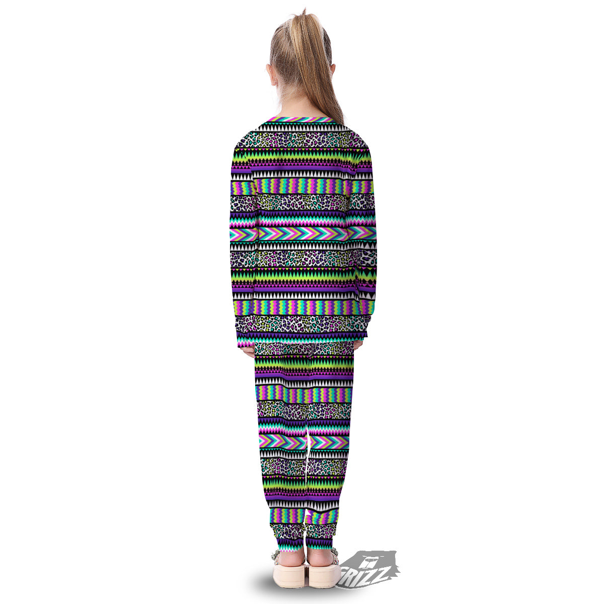 Navajo Tribal Colorful Leopard Print Kid's Pajamas-grizzshop