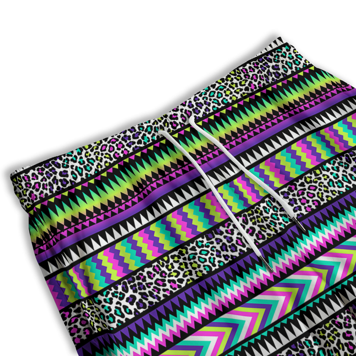 Navajo Tribal Colorful Leopard Print Men's Athletic Shorts