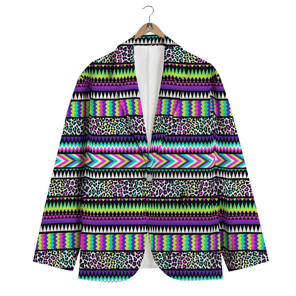 Navajo Tribal Colorful Leopard Print Men's Blazer-grizzshop