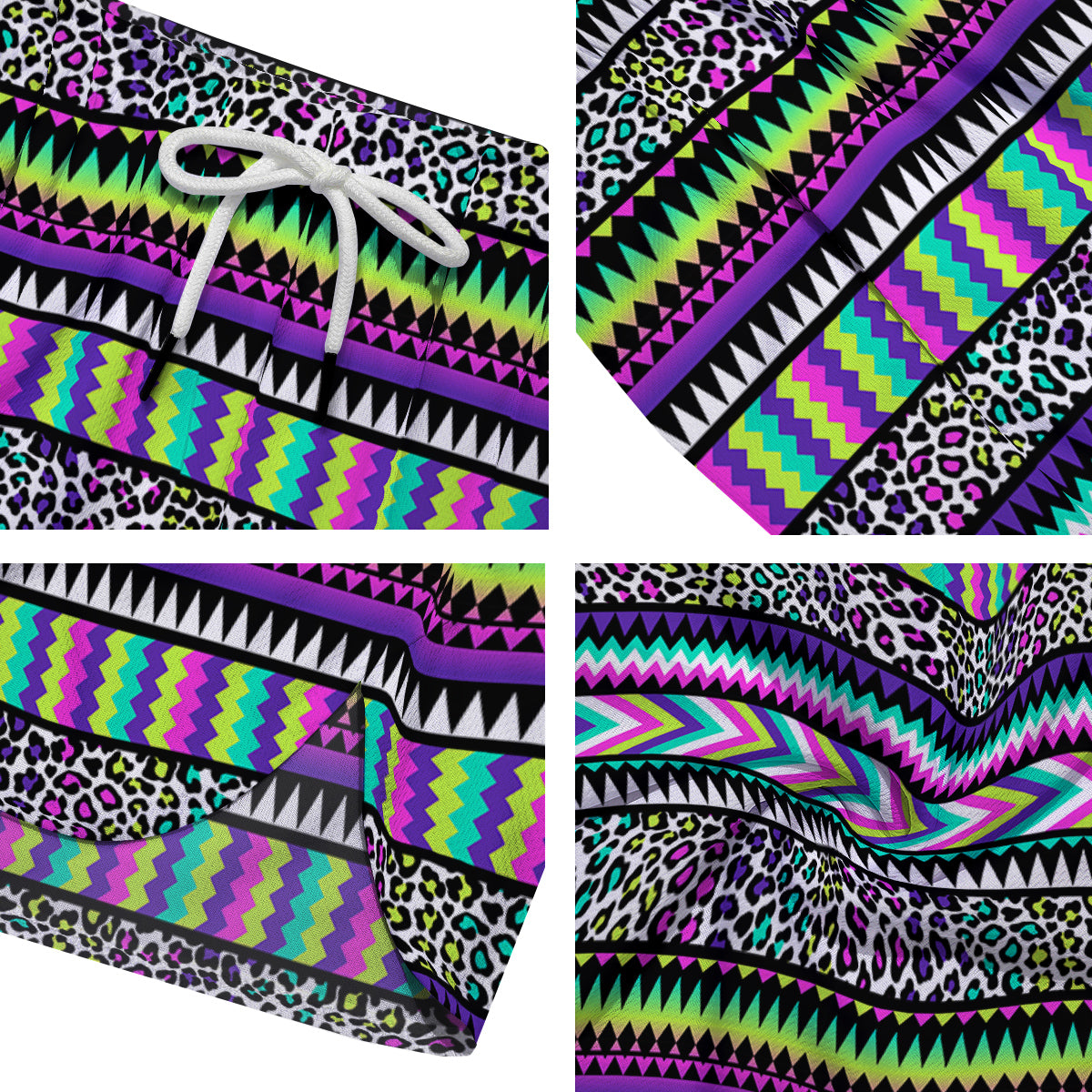 Navajo Tribal Colorful Leopard Print Men's Running Shorts-grizzshop
