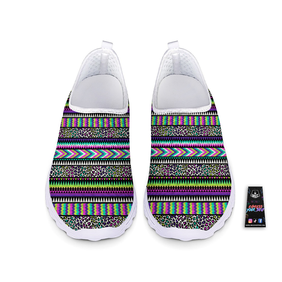 Navajo Tribal Colorful Leopard Print Nurse Shoes-grizzshop