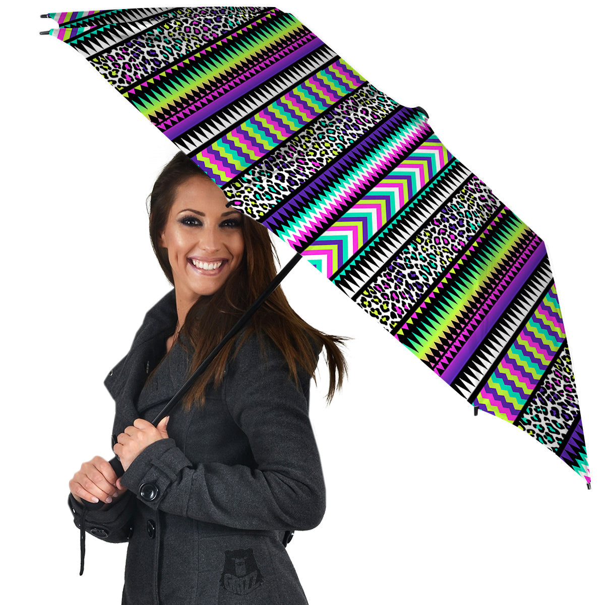 Navajo Tribal Colorful Leopard Print Umbrella-grizzshop