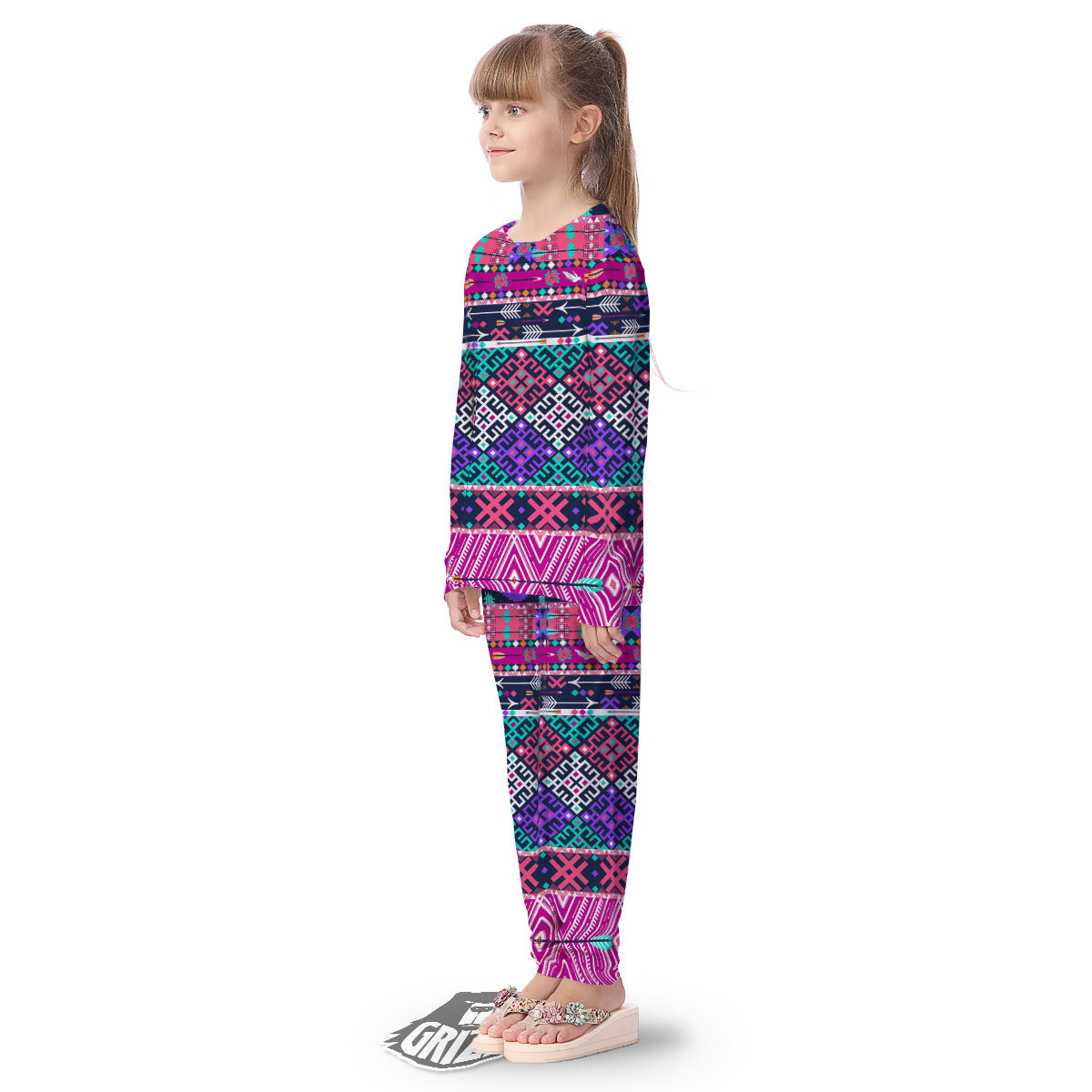 Navajo Tribal Colorful Native Print Kid's Pajamas-grizzshop