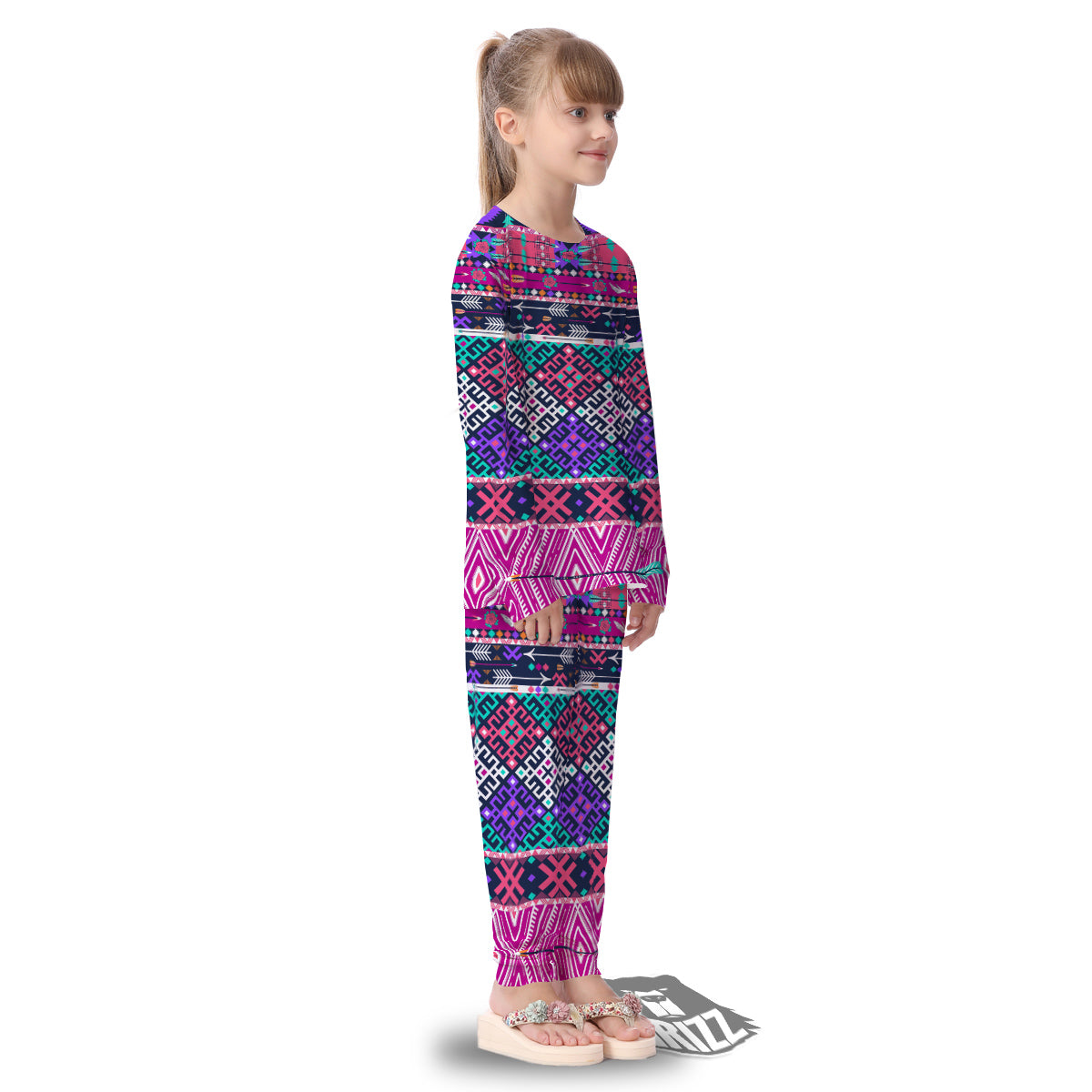 Navajo Tribal Colorful Native Print Kid's Pajamas-grizzshop