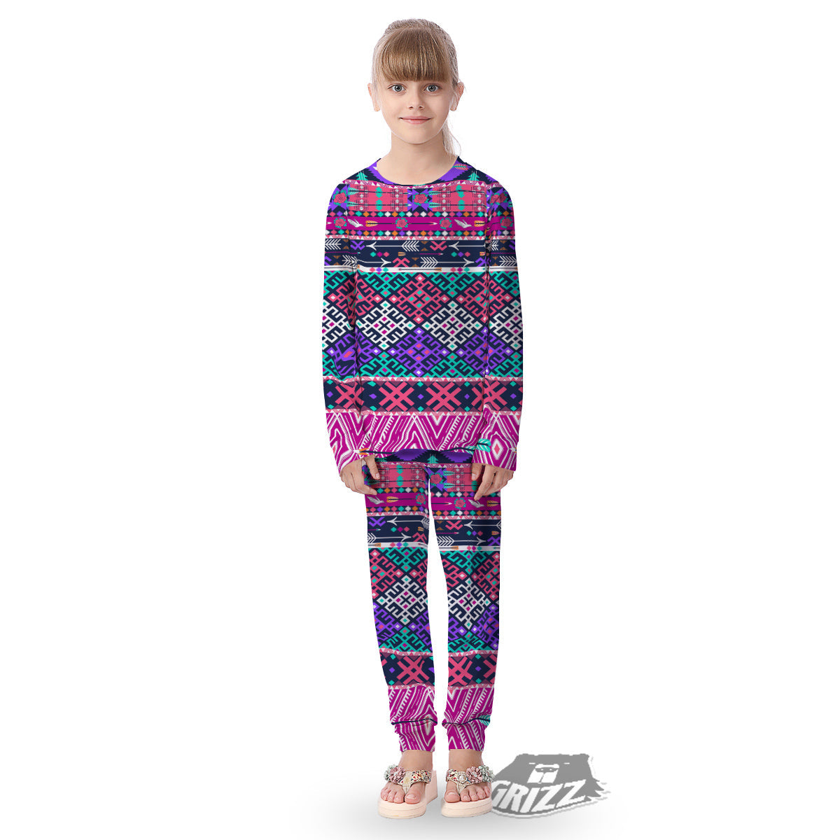 Navajo Tribal Colorful Native Print Kid's Pajamas-grizzshop