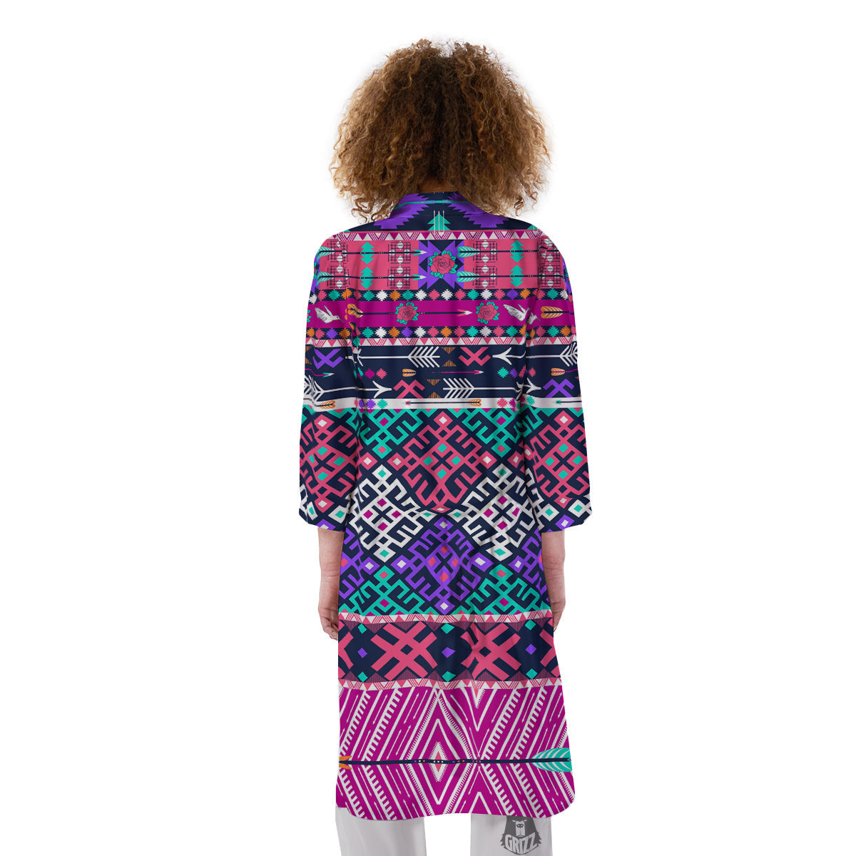 Navajo Tribal Colorful Native Print Kimono-grizzshop