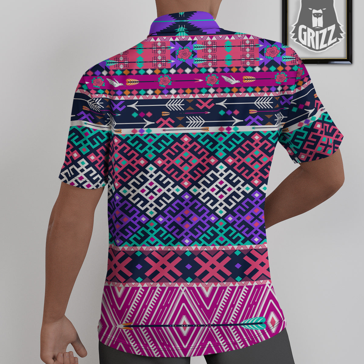 Navajo Tribal Colorful Native Print Untucked Shirts-grizzshop