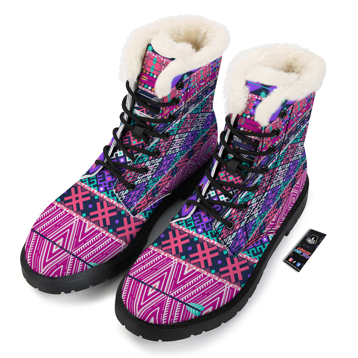 Navajo Tribal Colorful Native Print Winter Boots-grizzshop