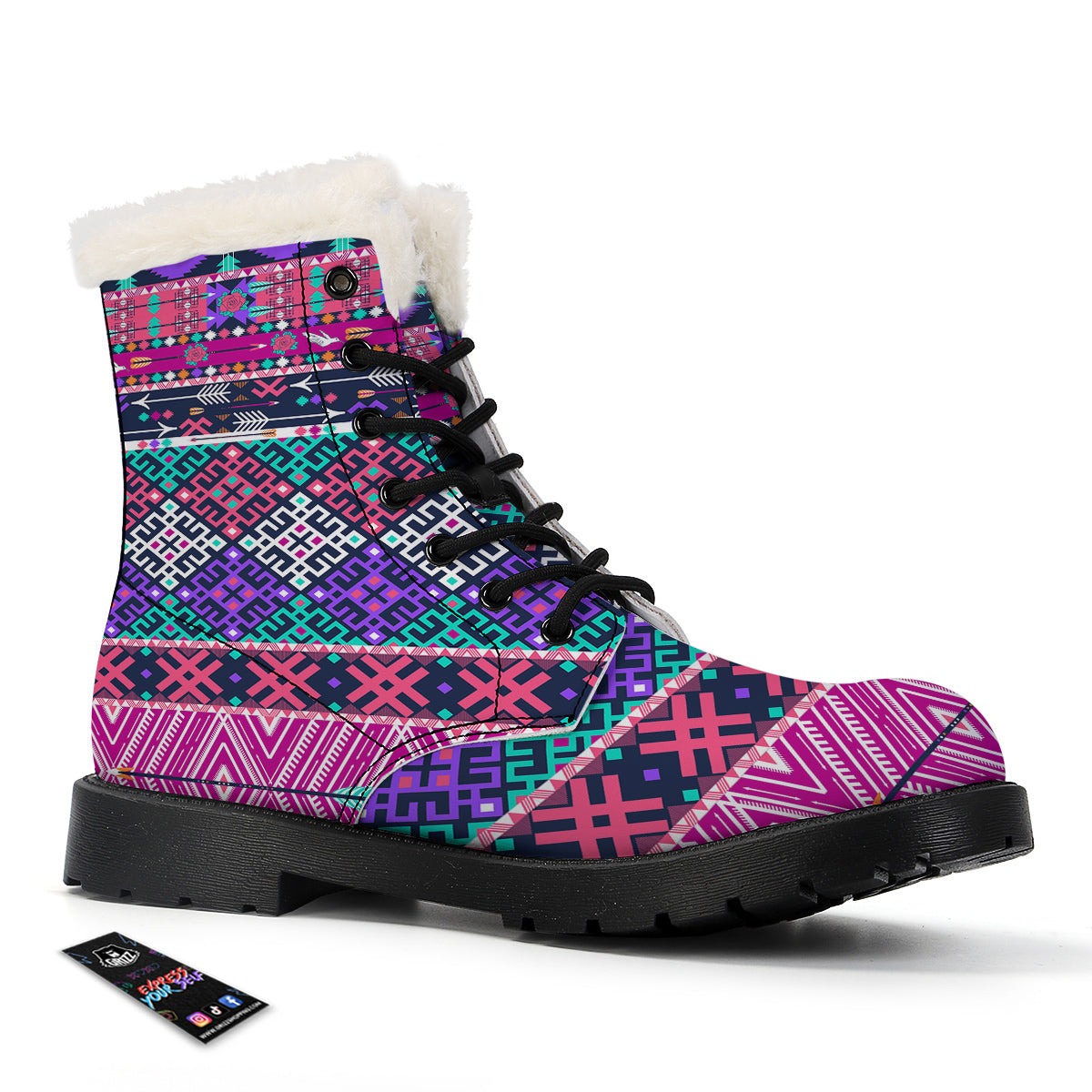 Navajo Tribal Colorful Native Print Winter Boots-grizzshop