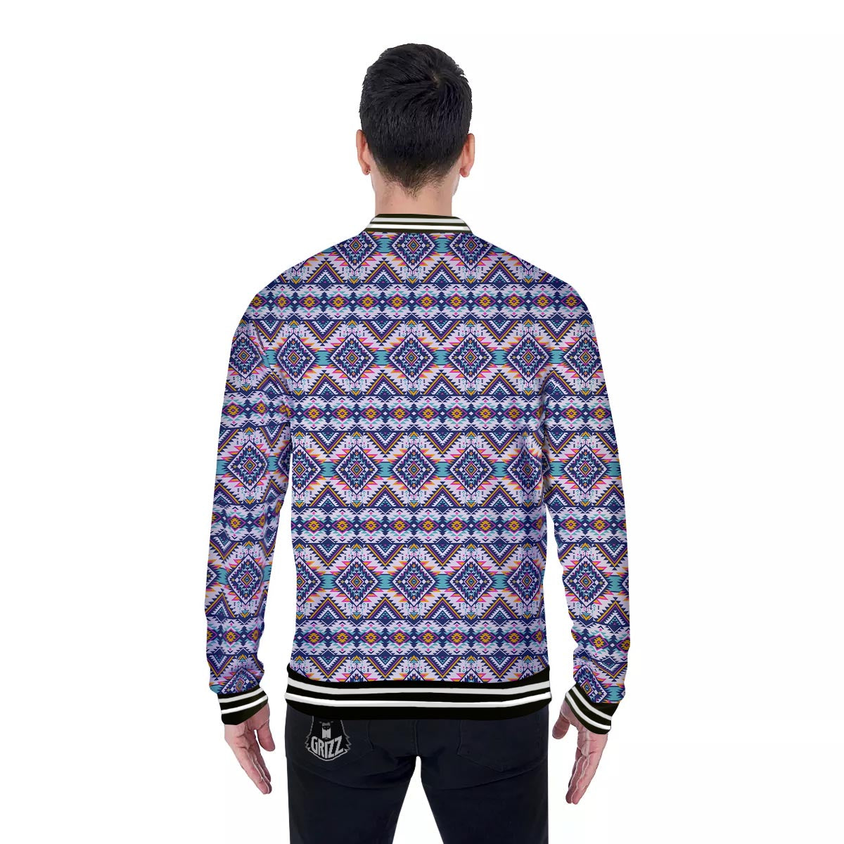 Navajo Tribal Pendleton Print Pattern Baseball Jacket-grizzshop