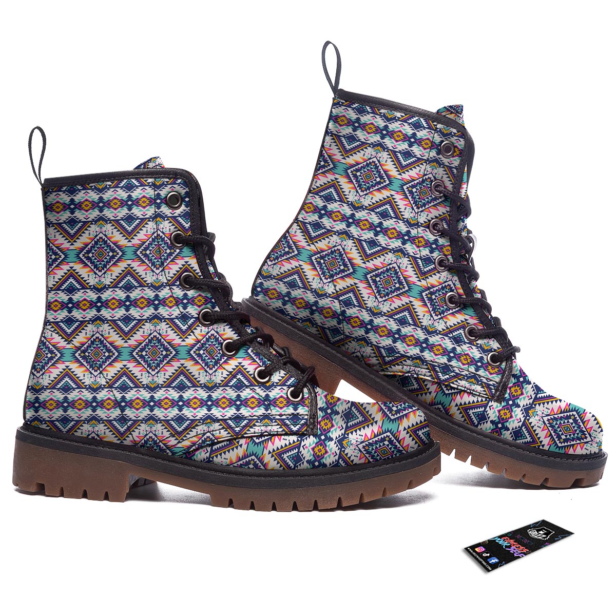 Navajo Tribal Pendleton Print Pattern Work Boots-grizzshop