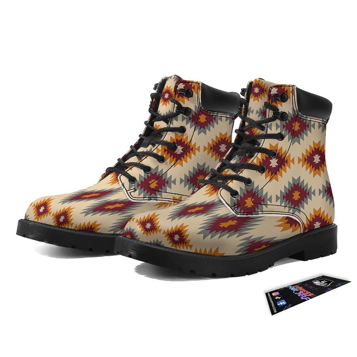 Navajo Tribal Southwestern Print Pattern Boots-grizzshop