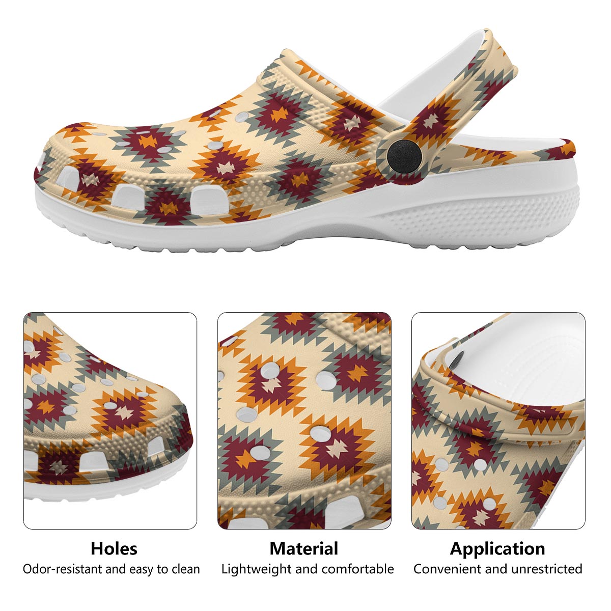 Navajo Tribal Southwestern Print Pattern Clog-grizzshop