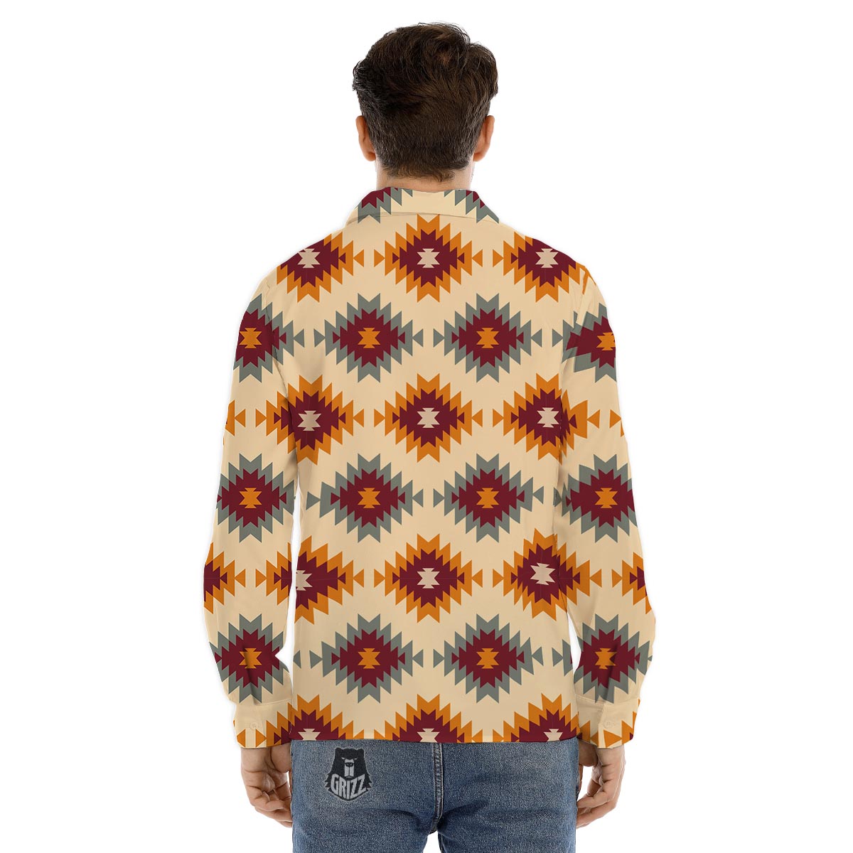 Navajo Tribal Southwestern Print Pattern Men's Dress Shirts-grizzshop