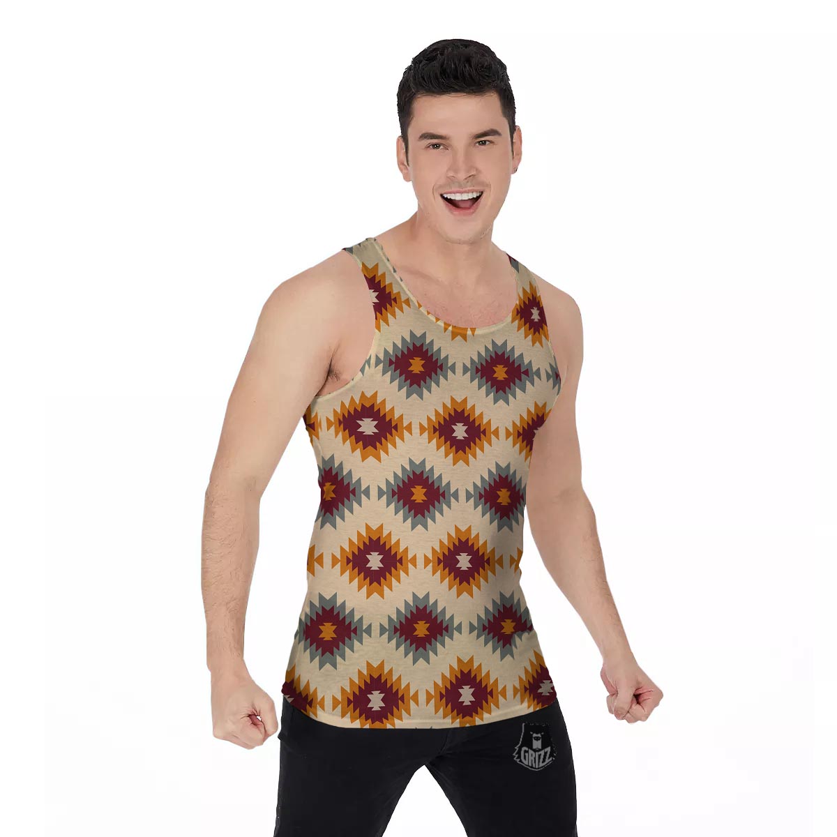 Navajo Tribal Southwestern Print Pattern Men's Tank Top-grizzshop