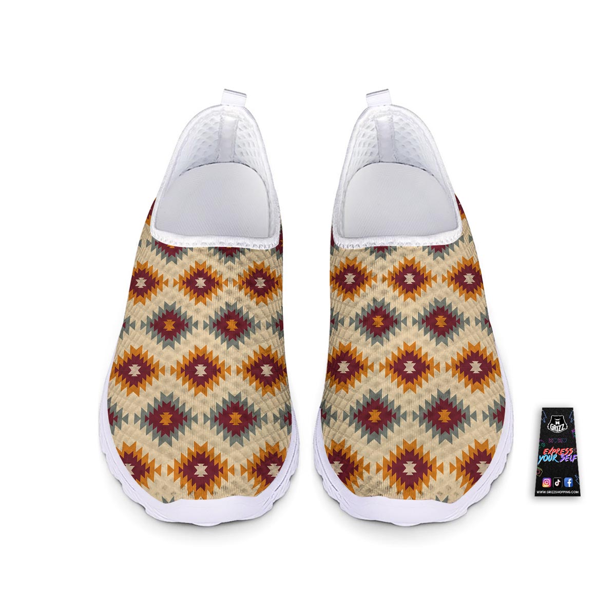 Navajo Tribal Southwestern Print Pattern Nurse Shoes-grizzshop