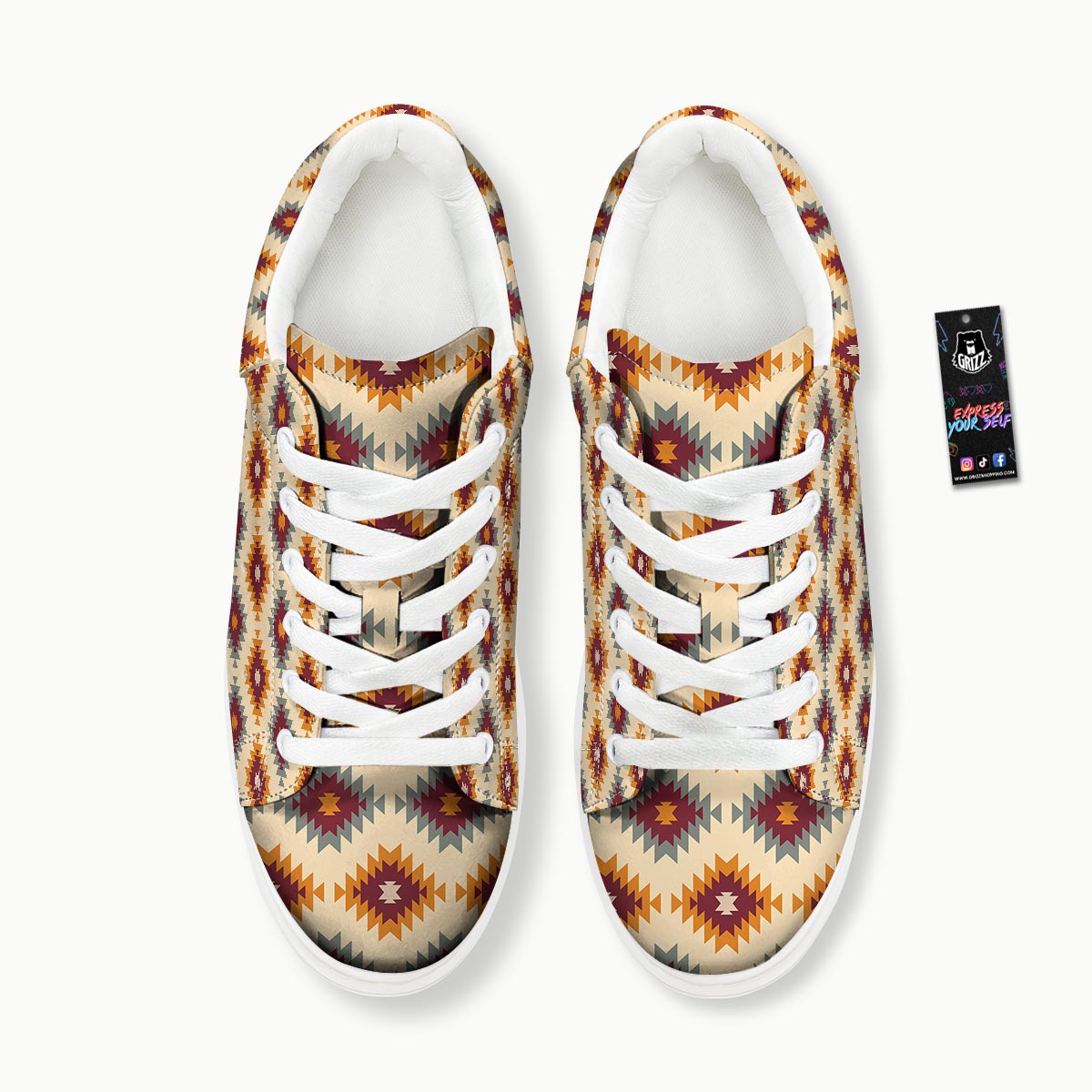 Navajo Tribal Southwestern Print Pattern Platform Shoes-grizzshop