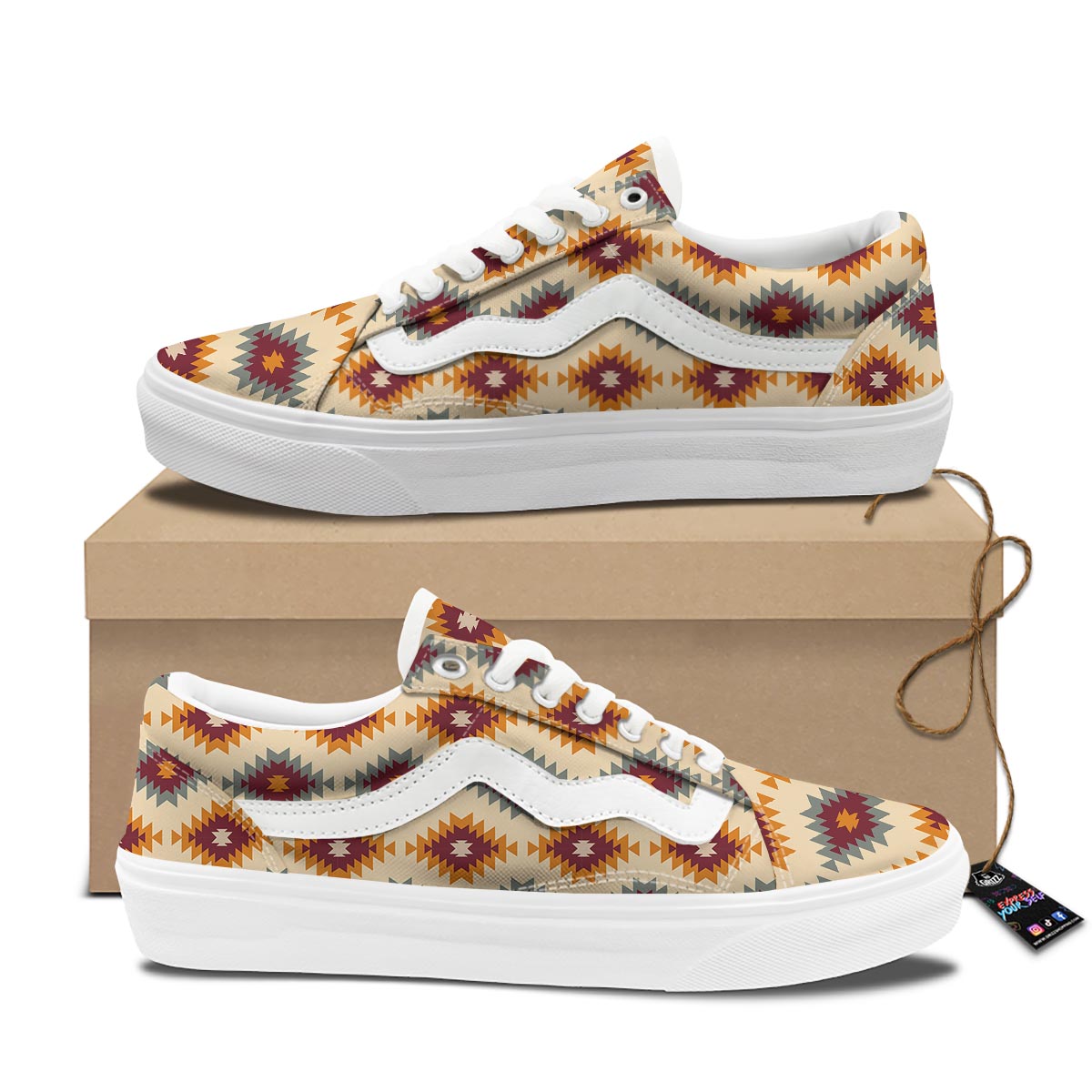 Navajo Tribal Southwestern Print Pattern Skate Shoes-grizzshop