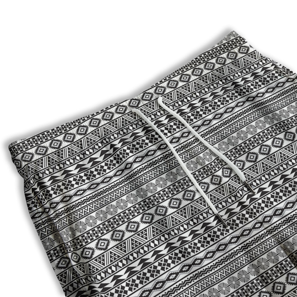 Navajo Tribal White And Black Print Men's Athletic Shorts