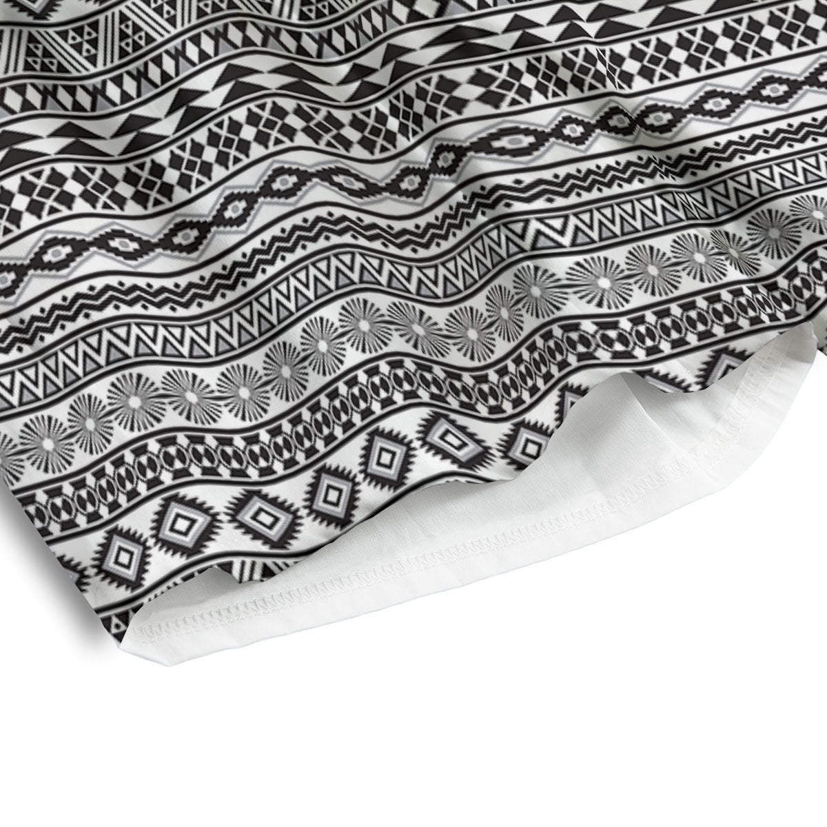Navajo Tribal White And Black Print Men's Athletic Shorts