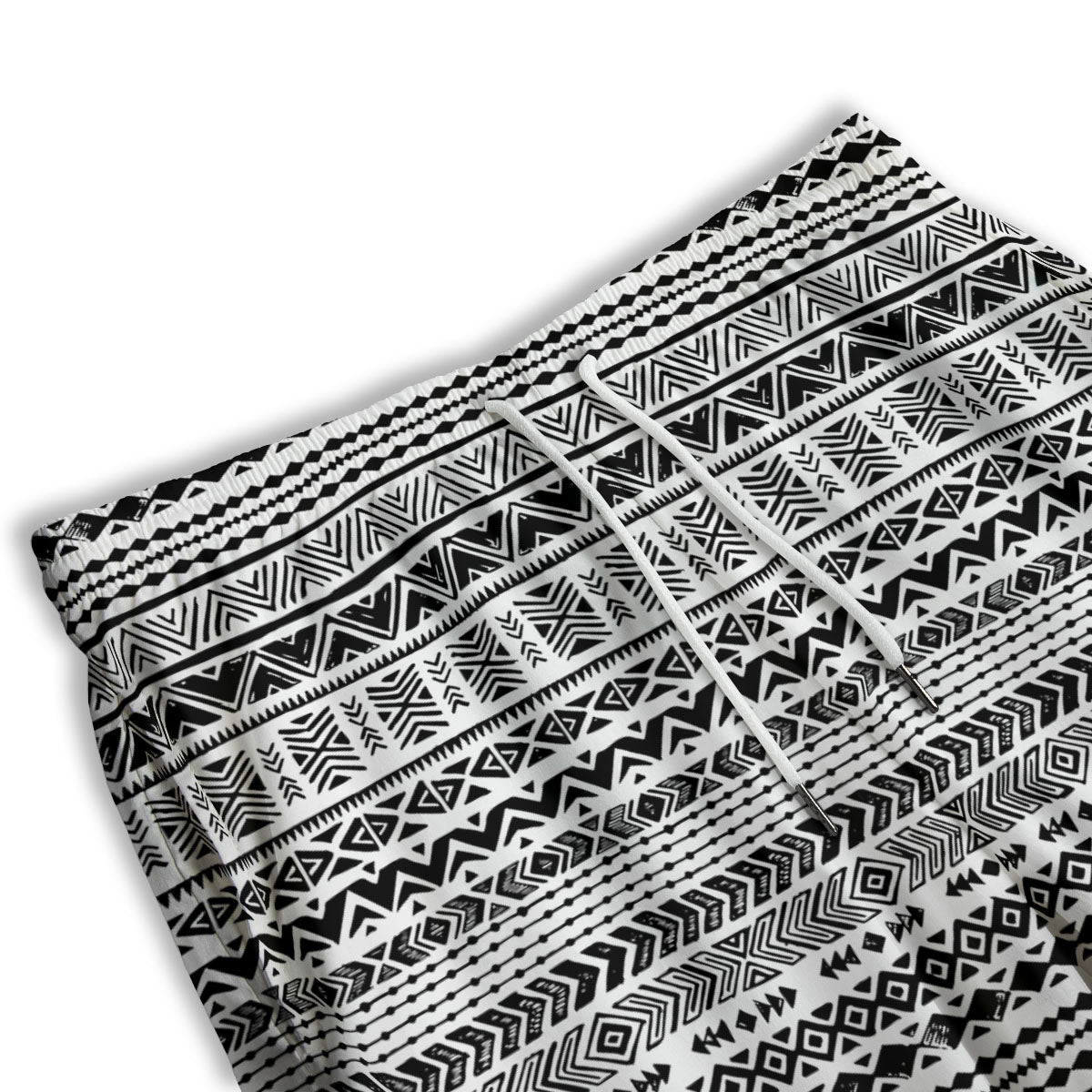 Navajo White And Black Print Pattern Men's Athletic Shorts