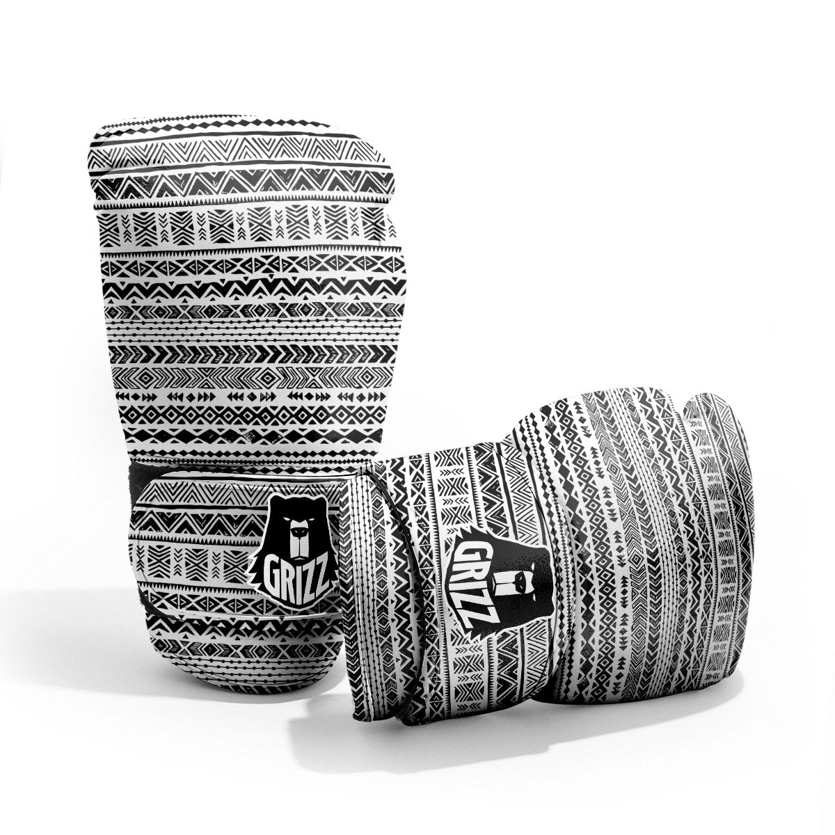 Navajo White And Black Print Pattern Pro Boxing Glove
