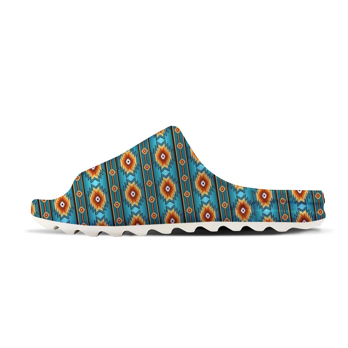 Navajo Teal Southwestern Print Pattern Sandals-grizzshop