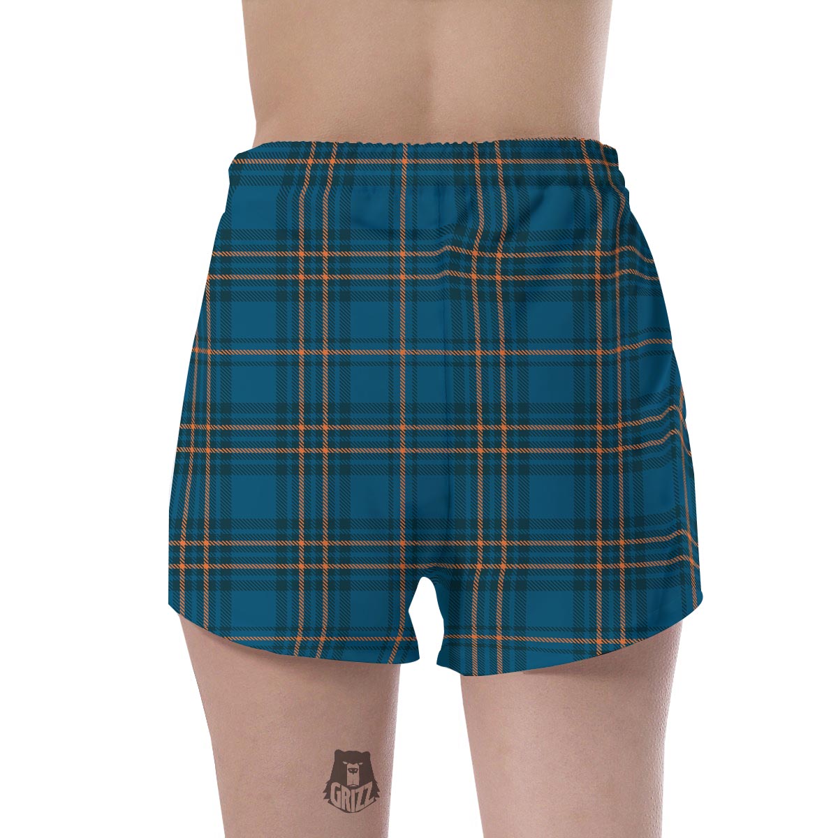 Navy Blue Plaid Tartan Women's Shorts-grizzshop